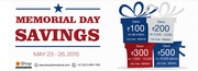 Memorial Day Offer on May 23 - 26,  Ishopinternational 